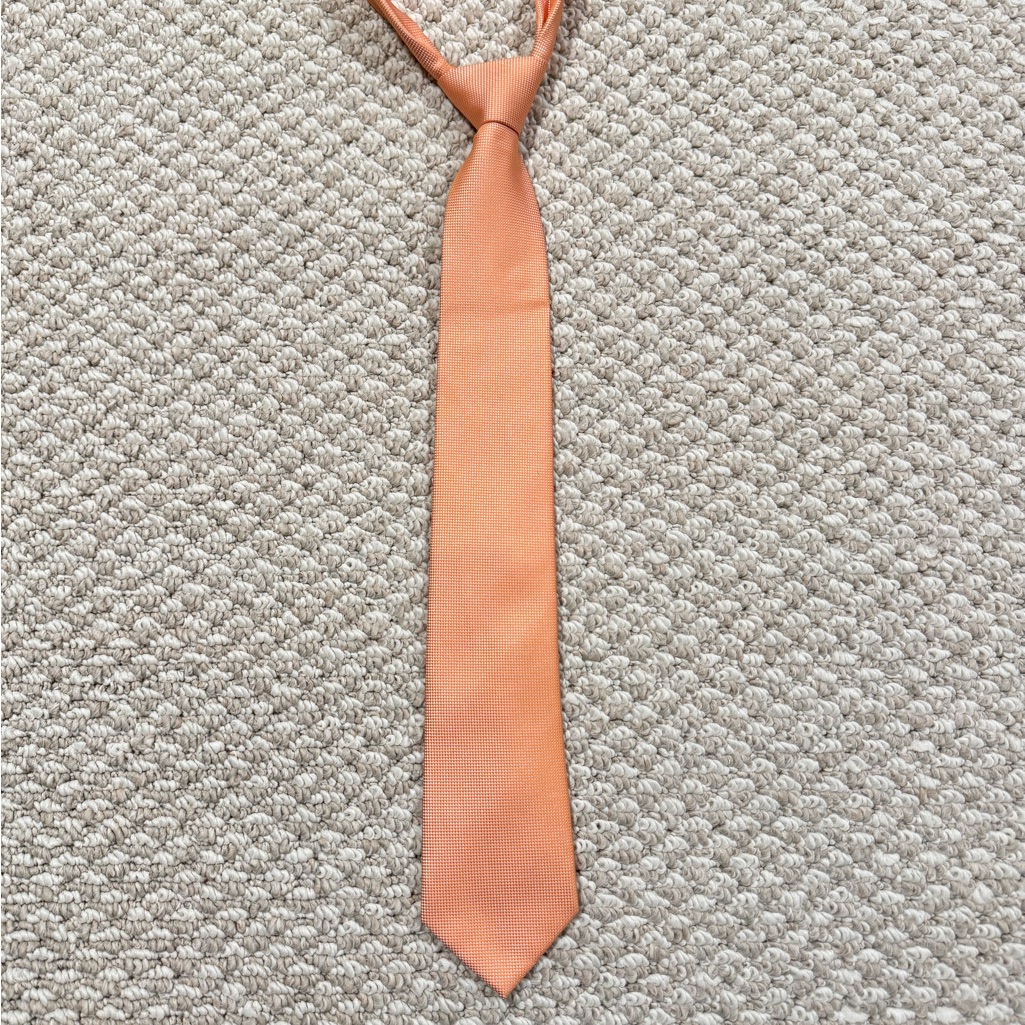 Classic Orange Necktie With Textured Fabric